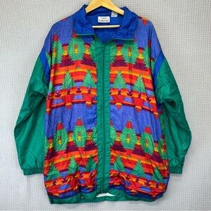 VTG Laura Katherine Windbreaker Jacket Retro 80s 90s Aztec Southwest Full Zip S